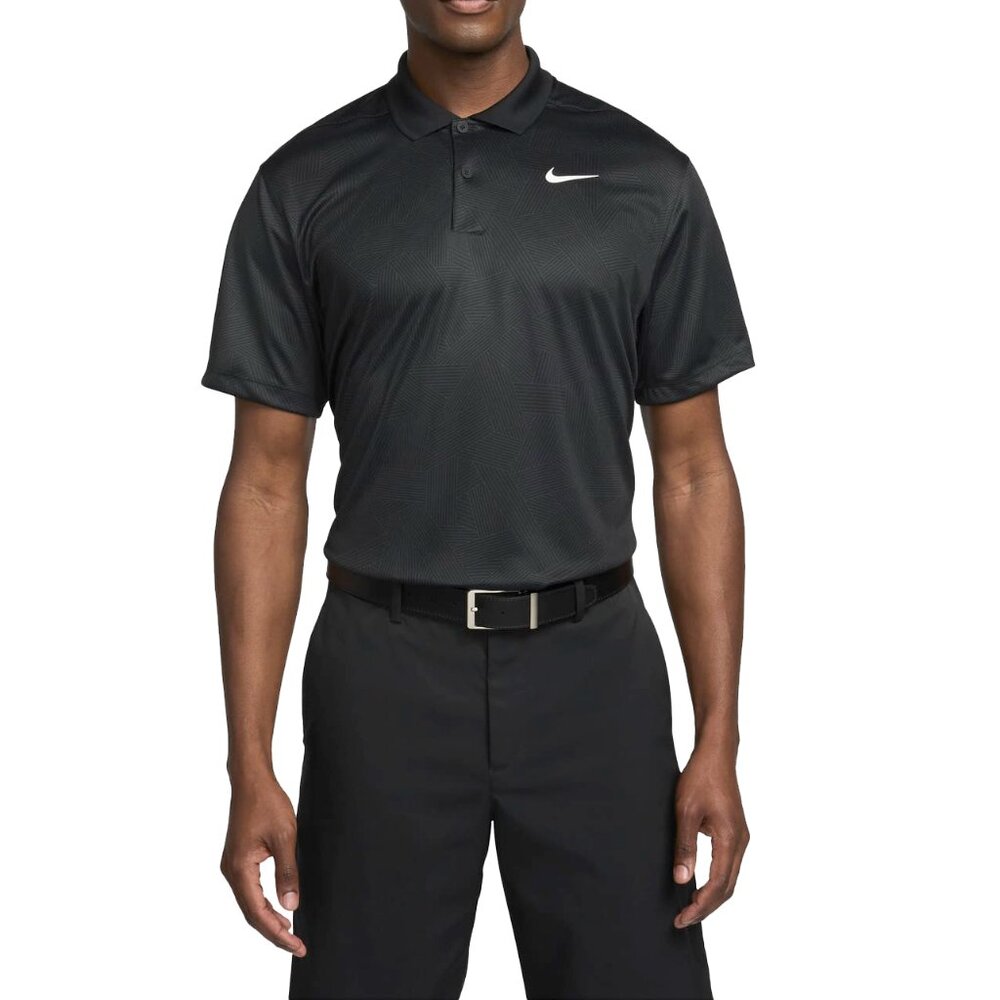 $68 NIKE GOLF VICTORY+ PLUS DRI-FIT POLO SHIRT FD5831-010 BLACK/WHITE M